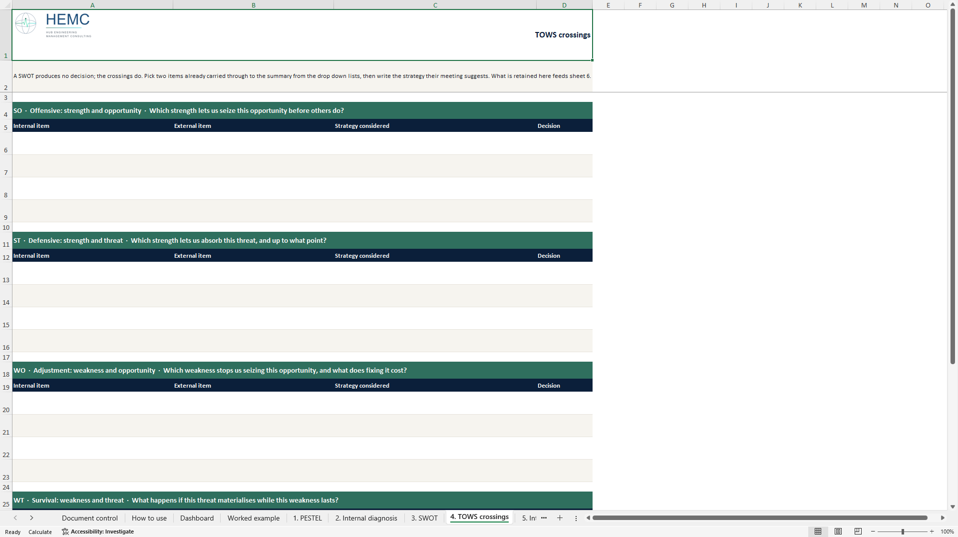 ISO 9001 PESTEL and SWOT Context Analysis Tool (Excel template (XLSX)) Preview Image