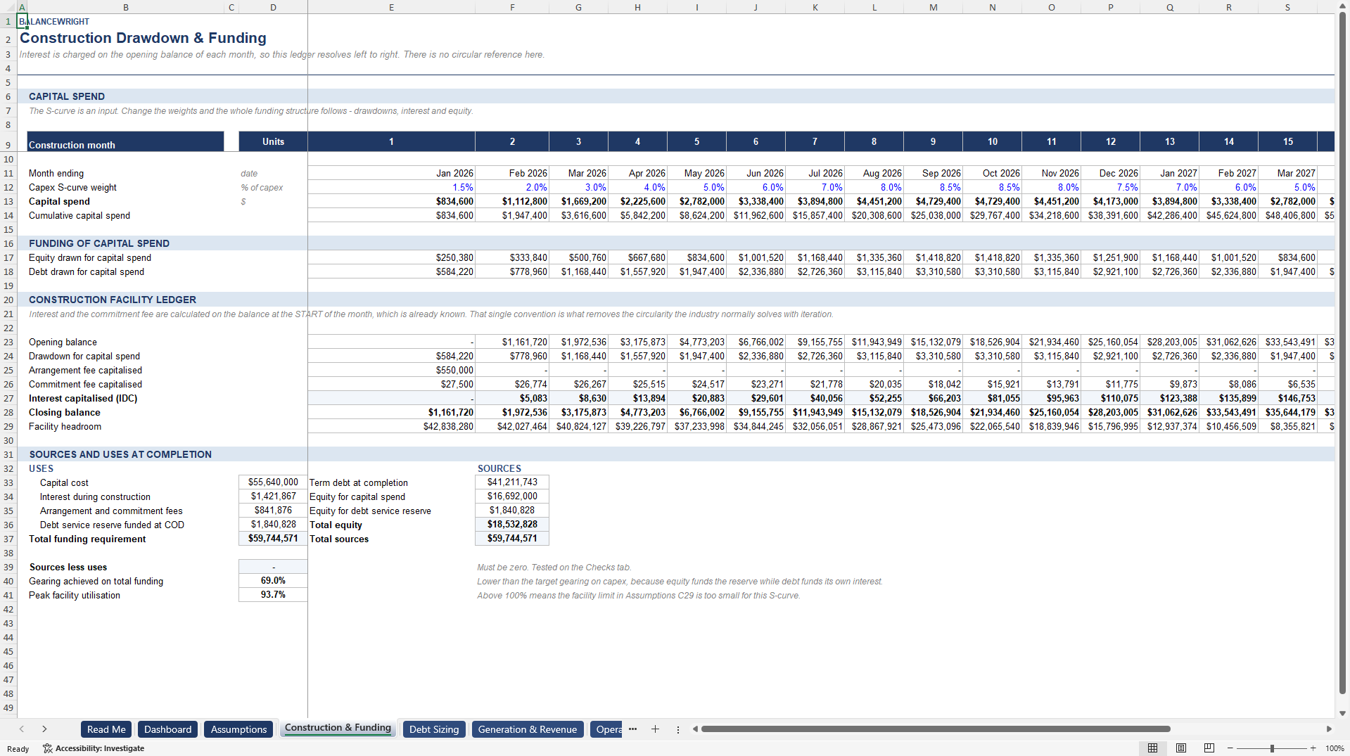 Solar PV & Battery (BESS) Project Finance Model with DSCR (Excel template (XLSX)) Preview Image
