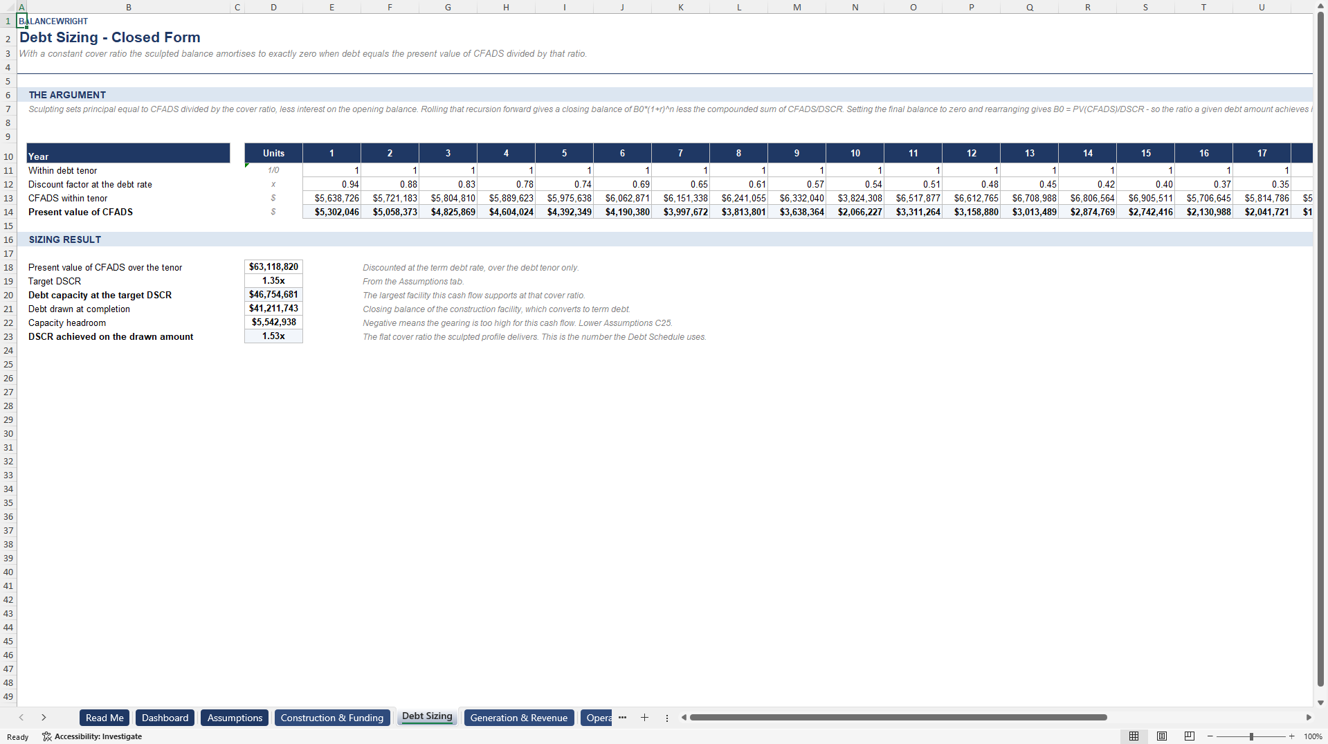 Solar PV & Battery (BESS) Project Finance Model with DSCR (Excel template (XLSX)) Preview Image
