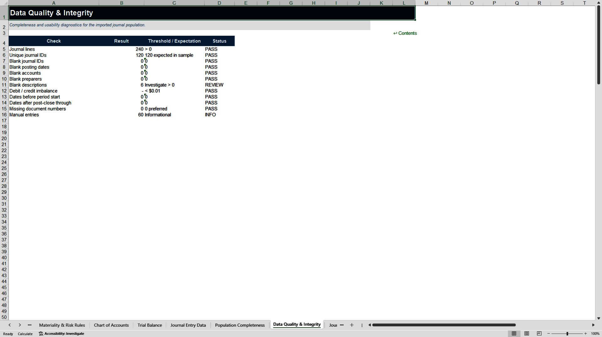 Journal Entry Testing & Fraud Analytics Excel Model (Excel template (XLSX)) Preview Image