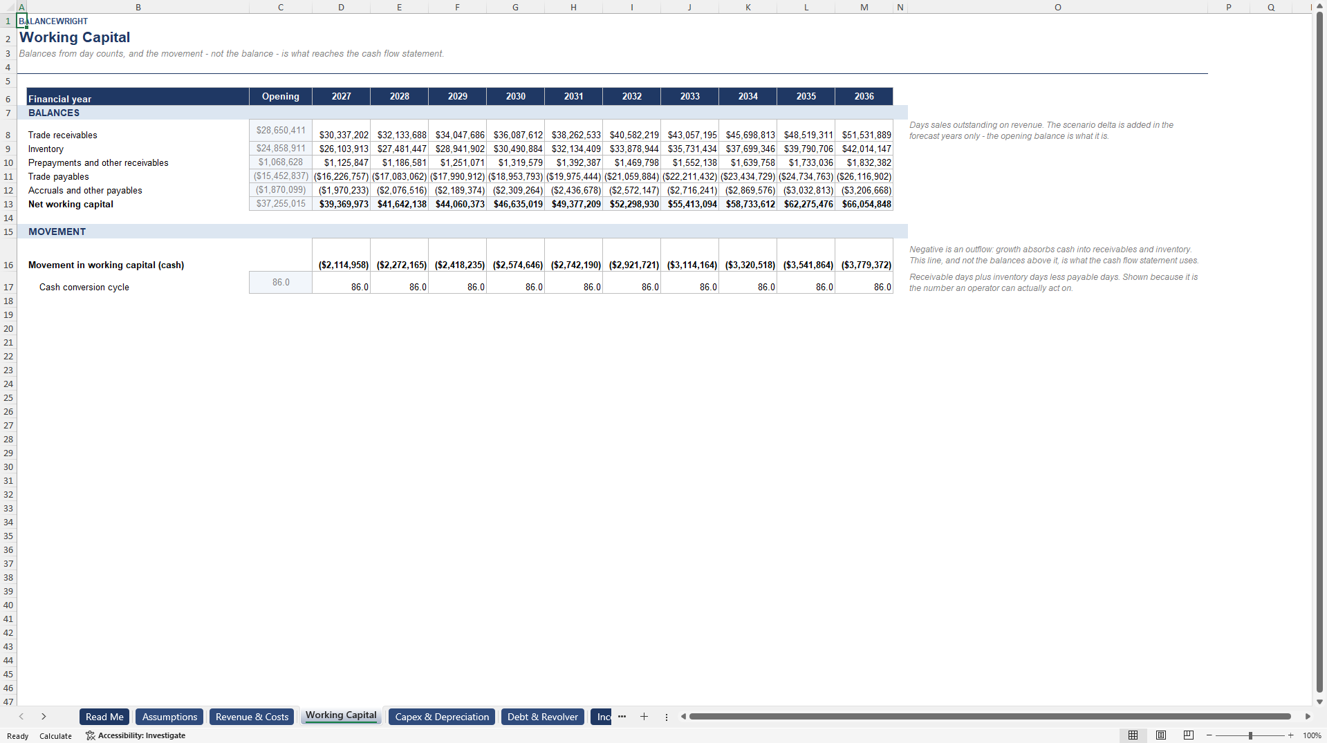 3-Statement Financial Model: Revolver, Covenants, Valuation (Excel template (XLSX)) Preview Image