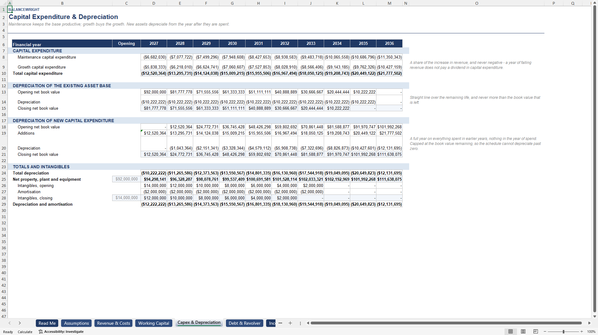 3-Statement Financial Model: Revolver, Covenants, Valuation (Excel template (XLSX)) Preview Image