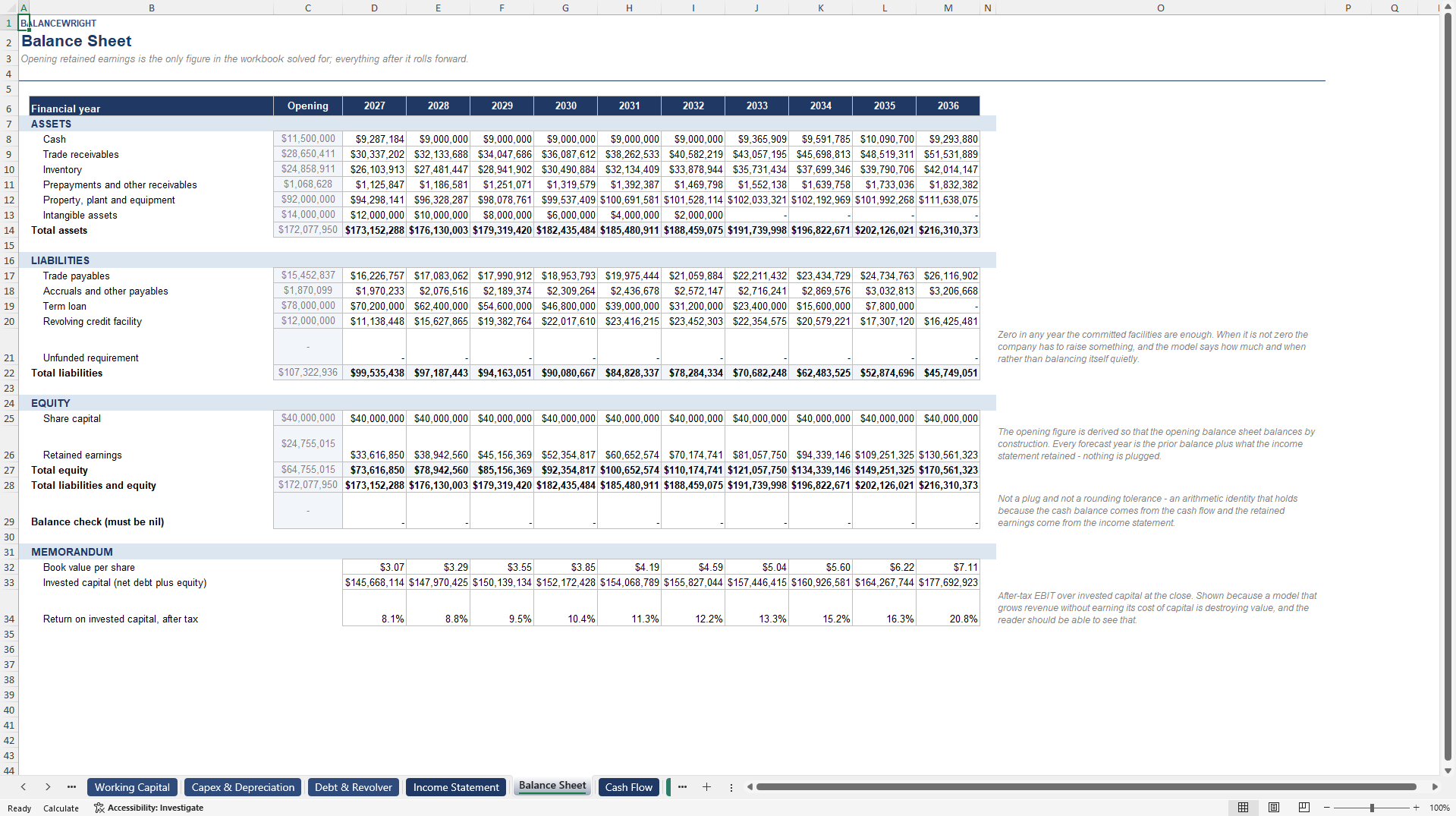 3-Statement Financial Model: Revolver, Covenants, Valuation (Excel template (XLSX)) Preview Image