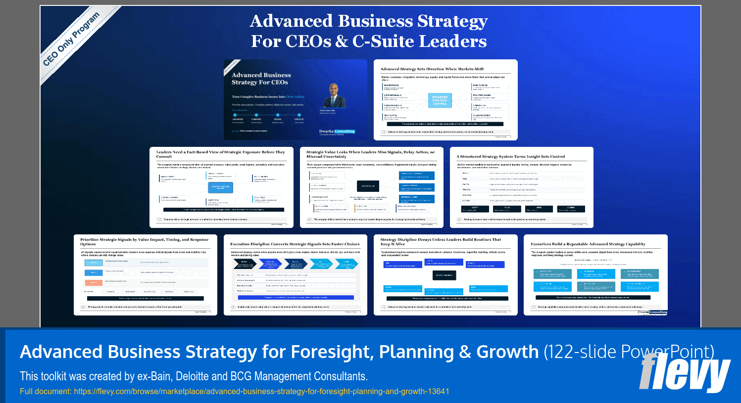 Advanced Business Strategy for Foresight, Planning & Growth (122-slide PPT PowerPoint presentation template (PPTX)) Preview Image