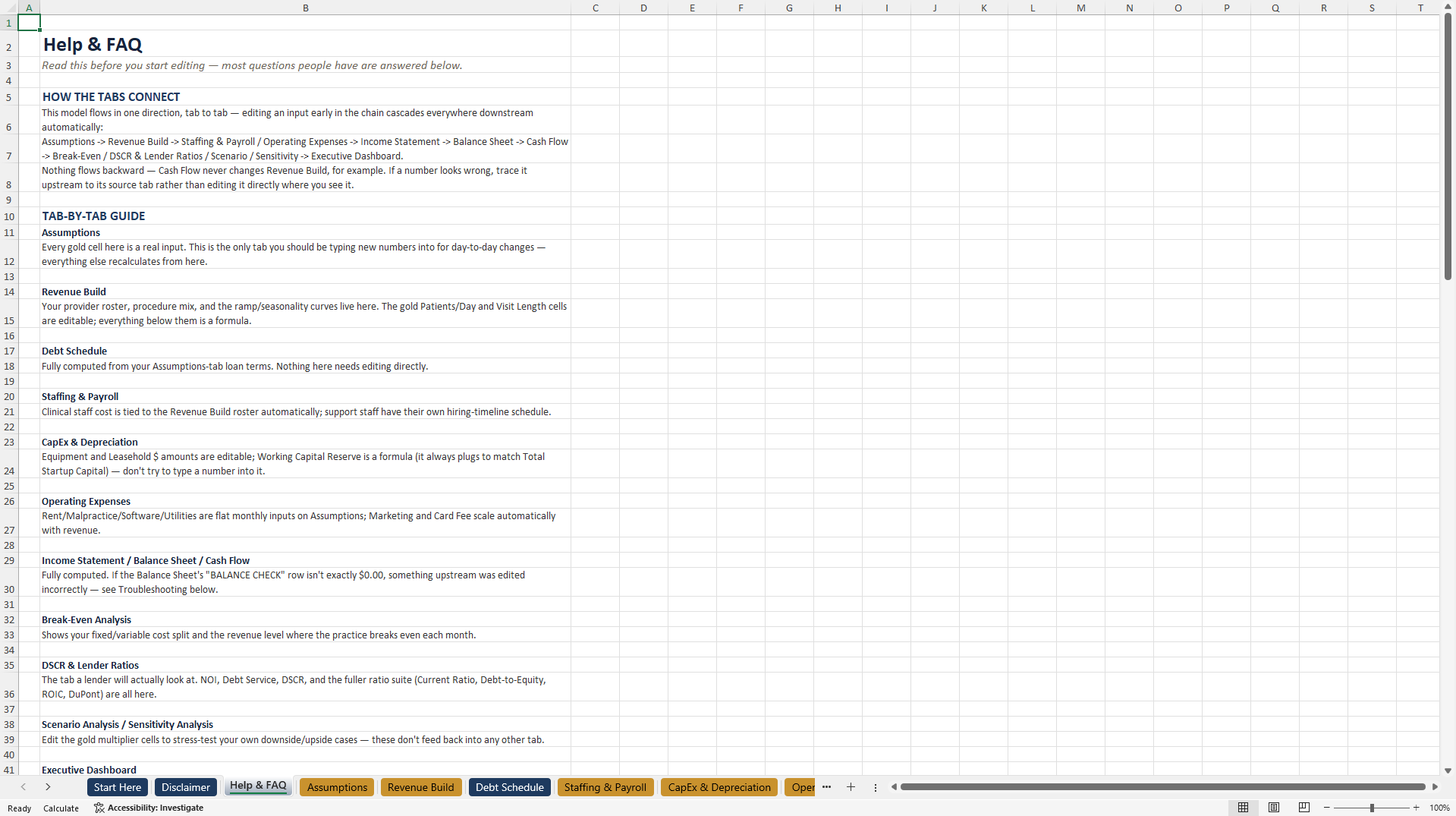 Dental Practice Financial Model Excel Template (Excel template (XLSX)) Preview Image