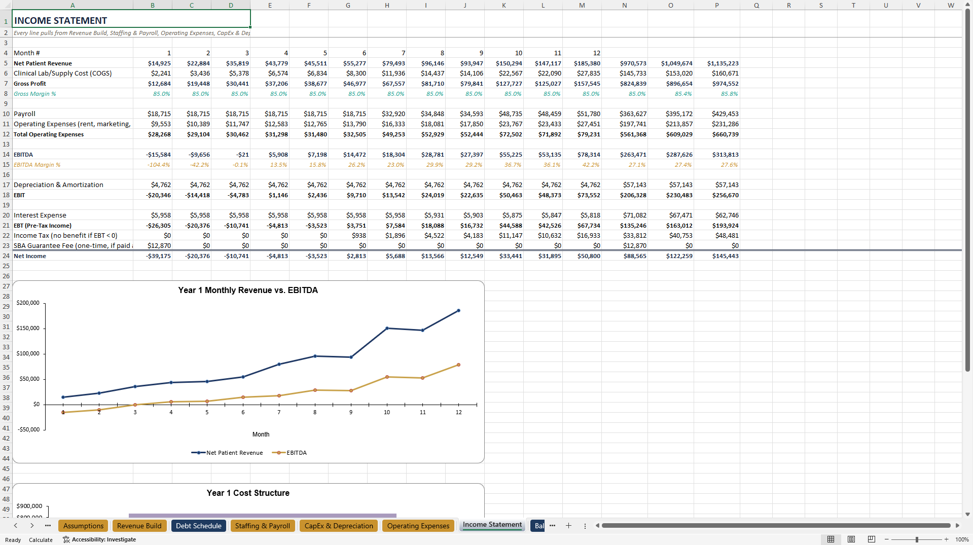 Dental Practice Financial Model Excel Template (Excel template (XLSX)) Preview Image