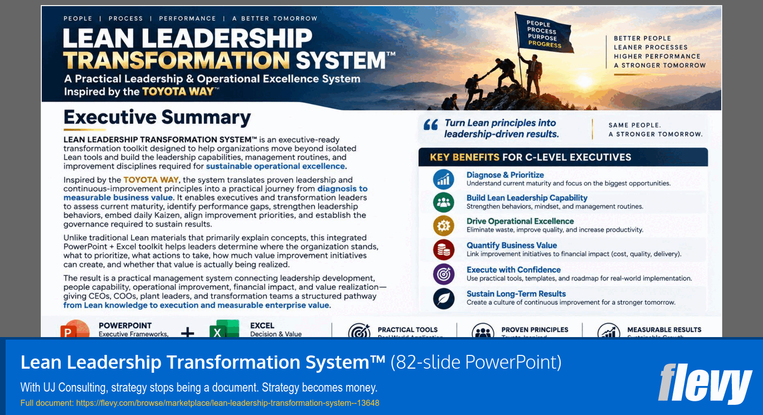 Lean Leadership Transformation System™ (82-slide PPT PowerPoint presentation template (PPTX)) Preview Image