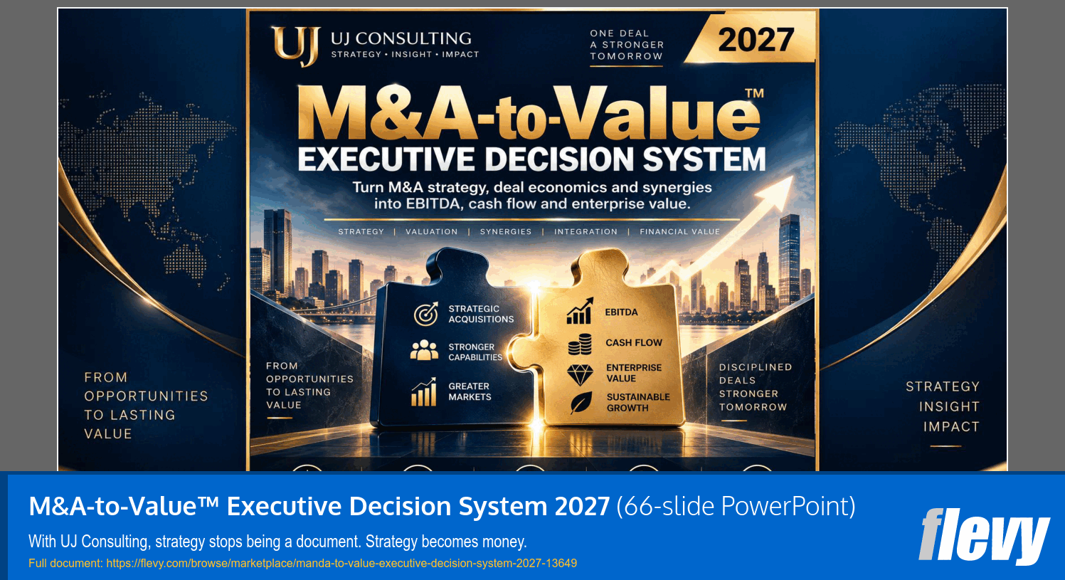 M&A-to-Value™ Executive Decision System 2027 (66-slide PPT PowerPoint presentation template (PPTX)) Preview Image