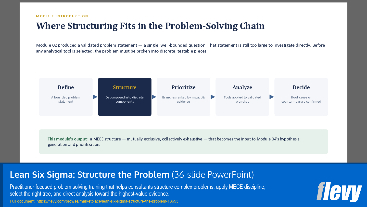 Lean Six Sigma: Structure the Problem (36-slide PPT PowerPoint presentation template (PPTX)) Preview Image