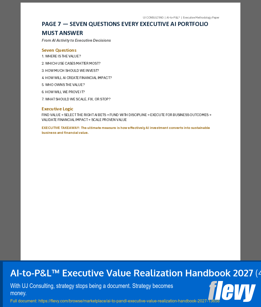 AI-to-P&L™ Executive Value Realization Handbook 2027 (41-page Word document) Preview Image