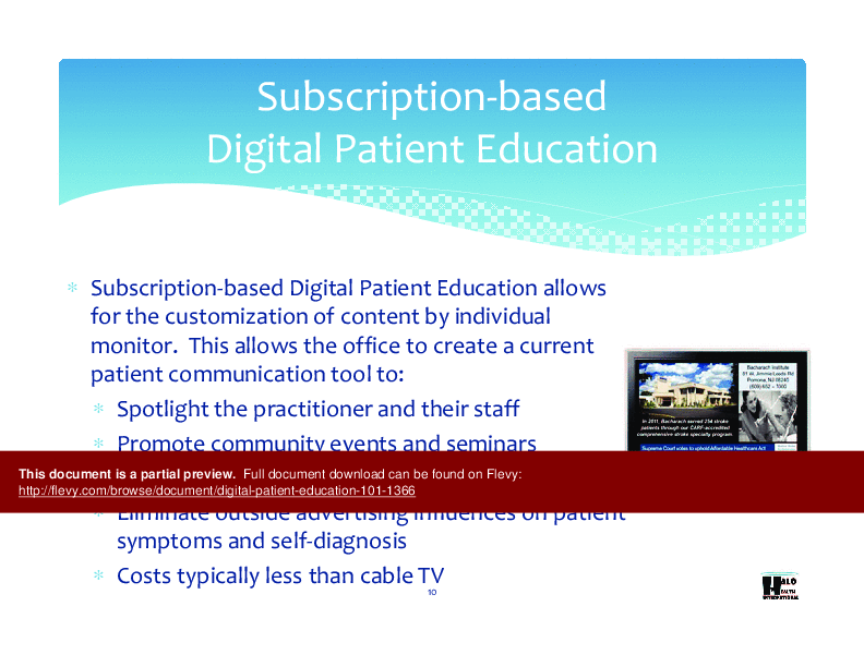 This is a partial preview of Digital Patient Education 101 (36-page PDF document). Full document is 36 pages. 