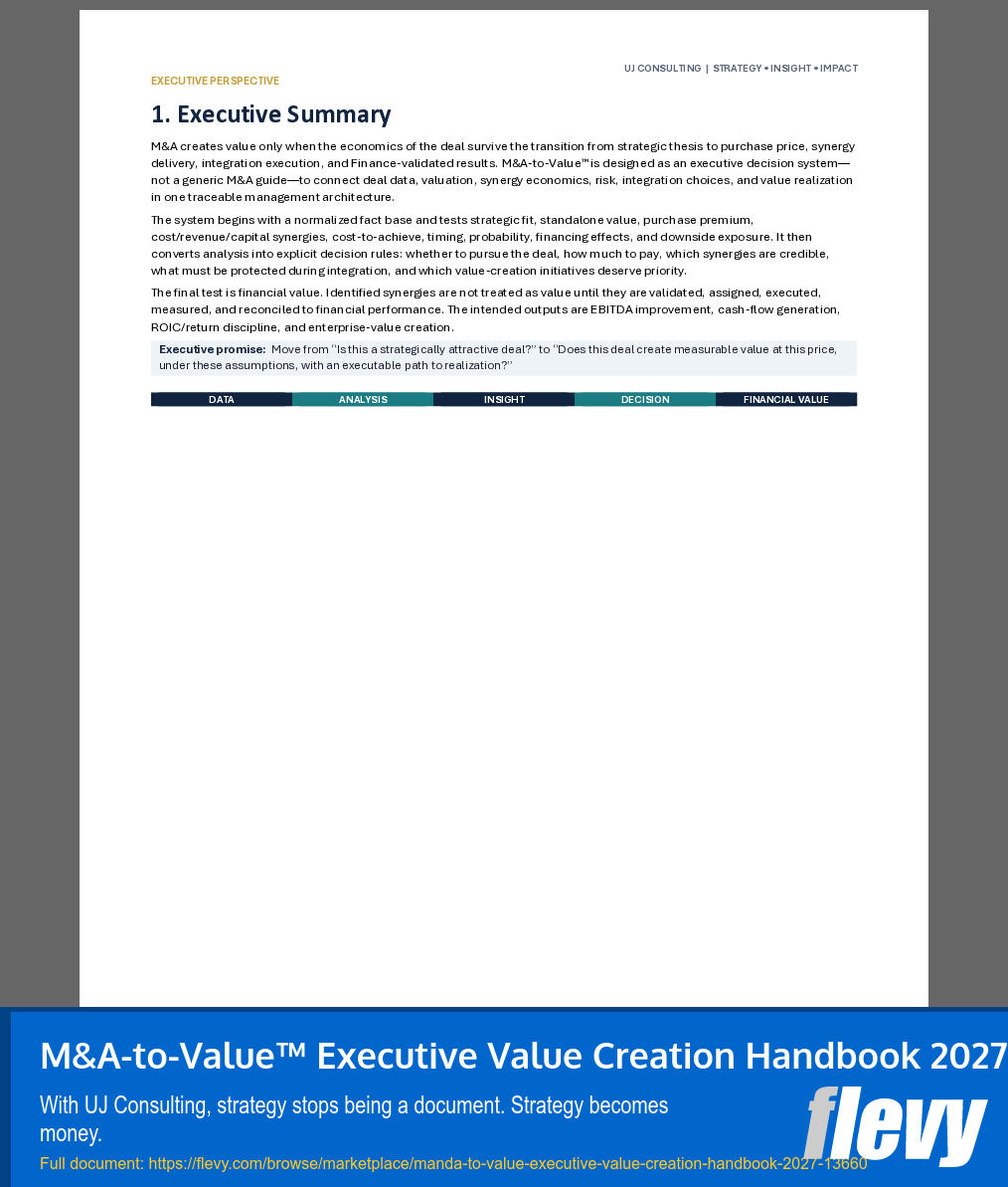 M&A-to-Value™ Executive Value Creation Handbook 2027 (31-page Word document) Preview Image