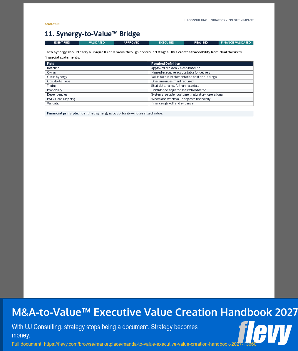 M&A-to-Value™ Executive Value Creation Handbook 2027 (31-page Word document) Preview Image