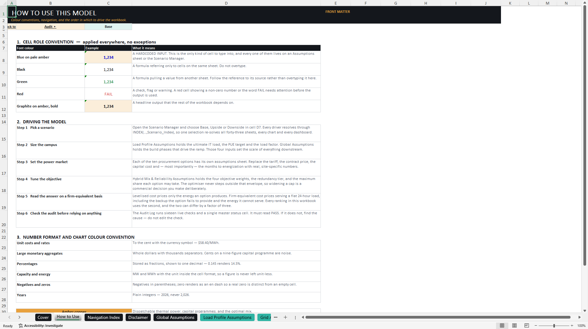 AI Data Center Power Procurement & Generation Model (Excel template (XLSX)) Preview Image