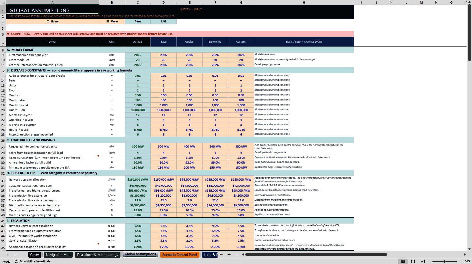 Grid Interconnection & Transmission Upgrade Financial Model (Excel template (XLSX)) Preview Image