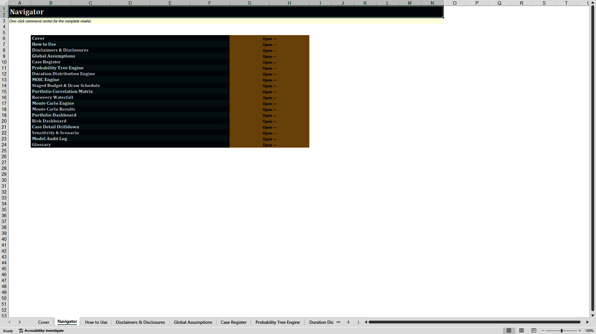 Litigation Finance Portfolio Model with Monte Carlo (Excel template (XLSX)) Preview Image