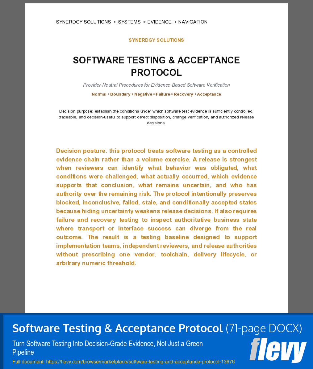 Software Testing & Acceptance Protocol (71-page Word document) Preview Image