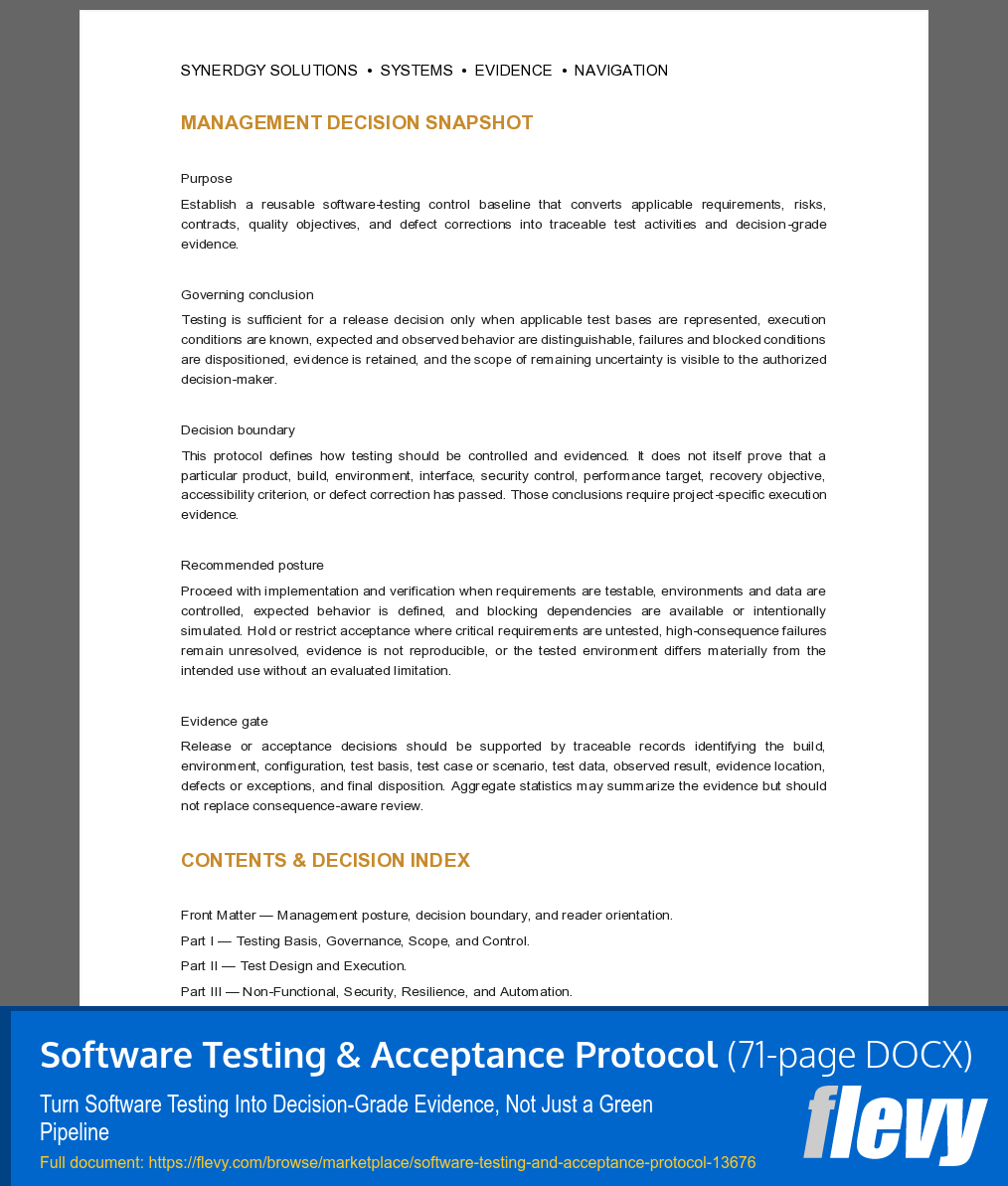 Software Testing & Acceptance Protocol (71-page Word document) Preview Image