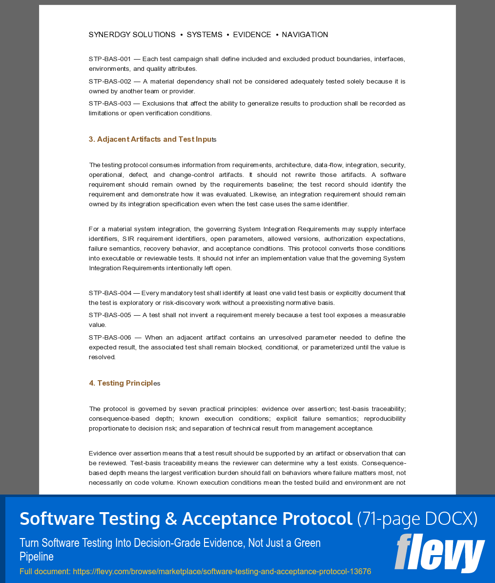 Software Testing & Acceptance Protocol (71-page Word document) Preview Image