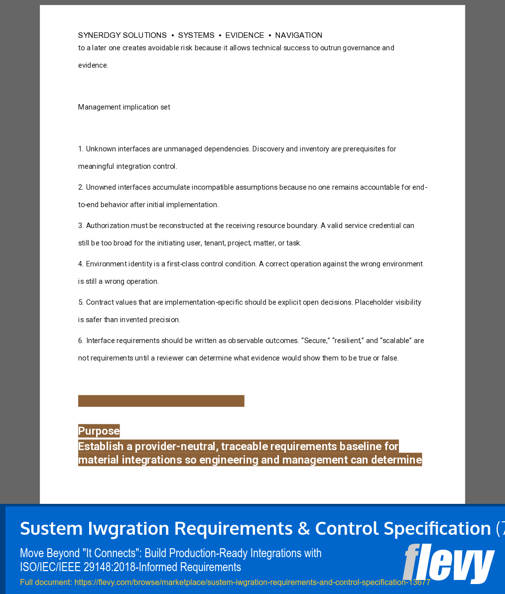 System Integration Requirements & Control Specification (75-page Word document) Preview Image