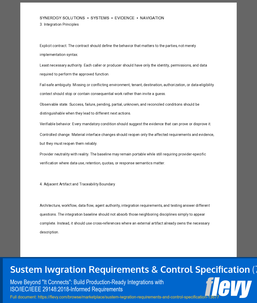 System Integration Requirements & Control Specification (75-page Word document) Preview Image