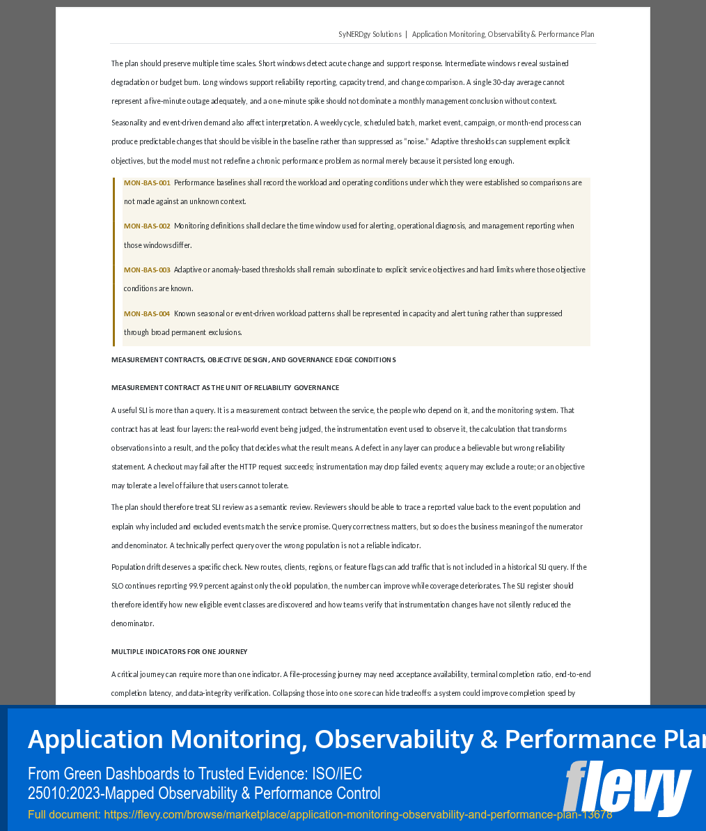 Application Monitoring, Observability & Performance Plan (52-page Word document) Preview Image