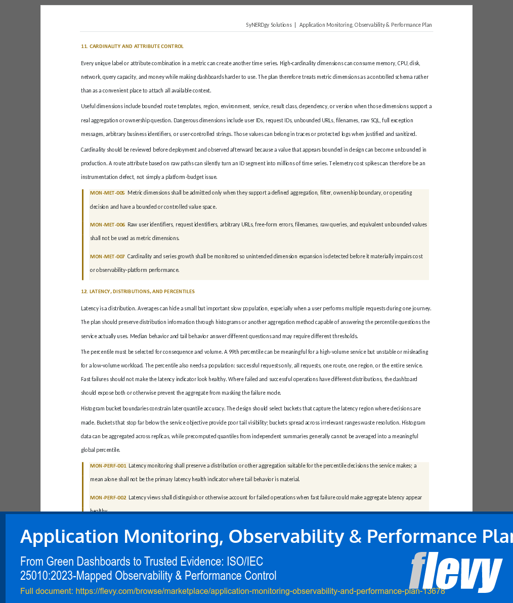 Application Monitoring, Observability & Performance Plan (52-page Word document) Preview Image