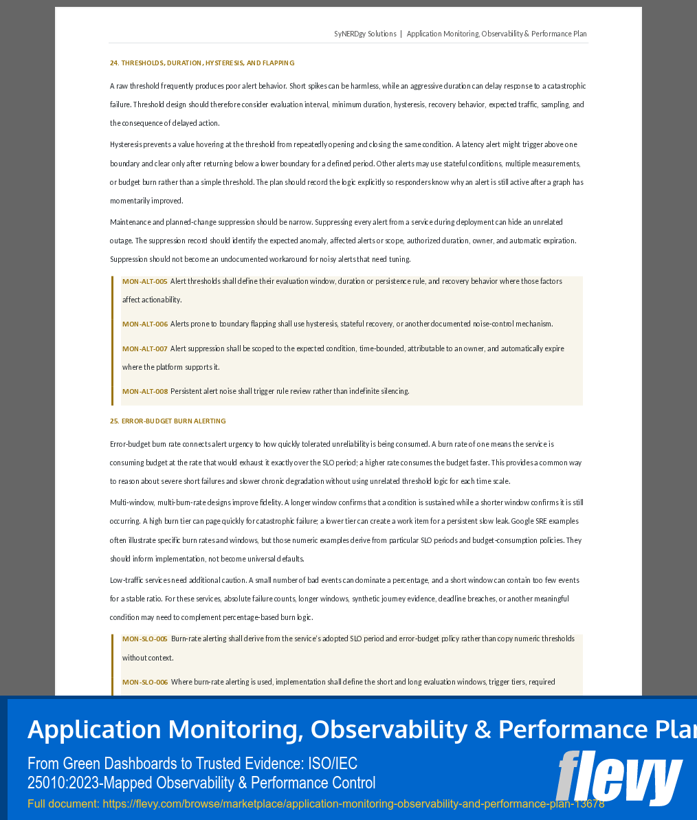 Application Monitoring, Observability & Performance Plan (52-page Word document) Preview Image