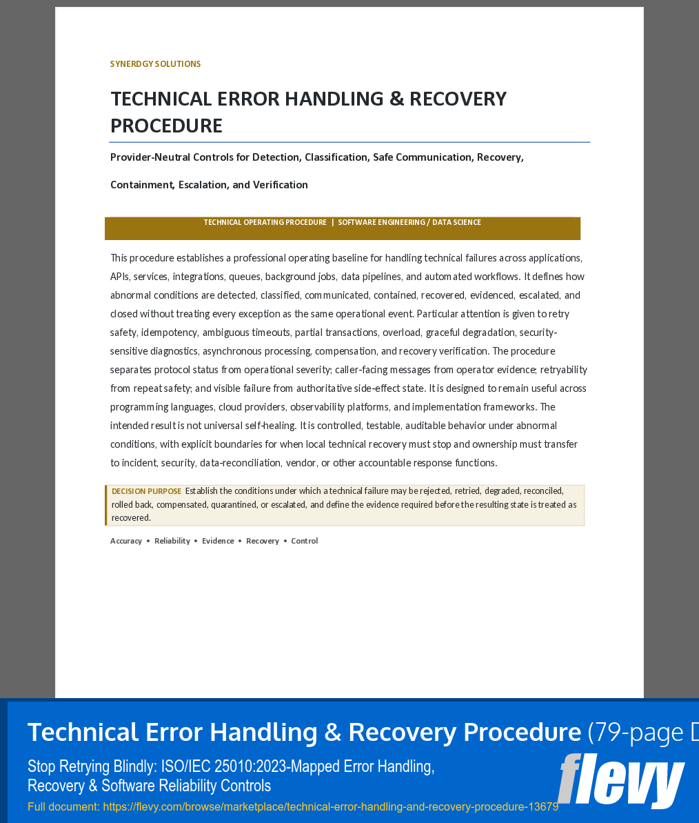 Technical Error Handling & Recovery Procedure (79-page Word document) Preview Image