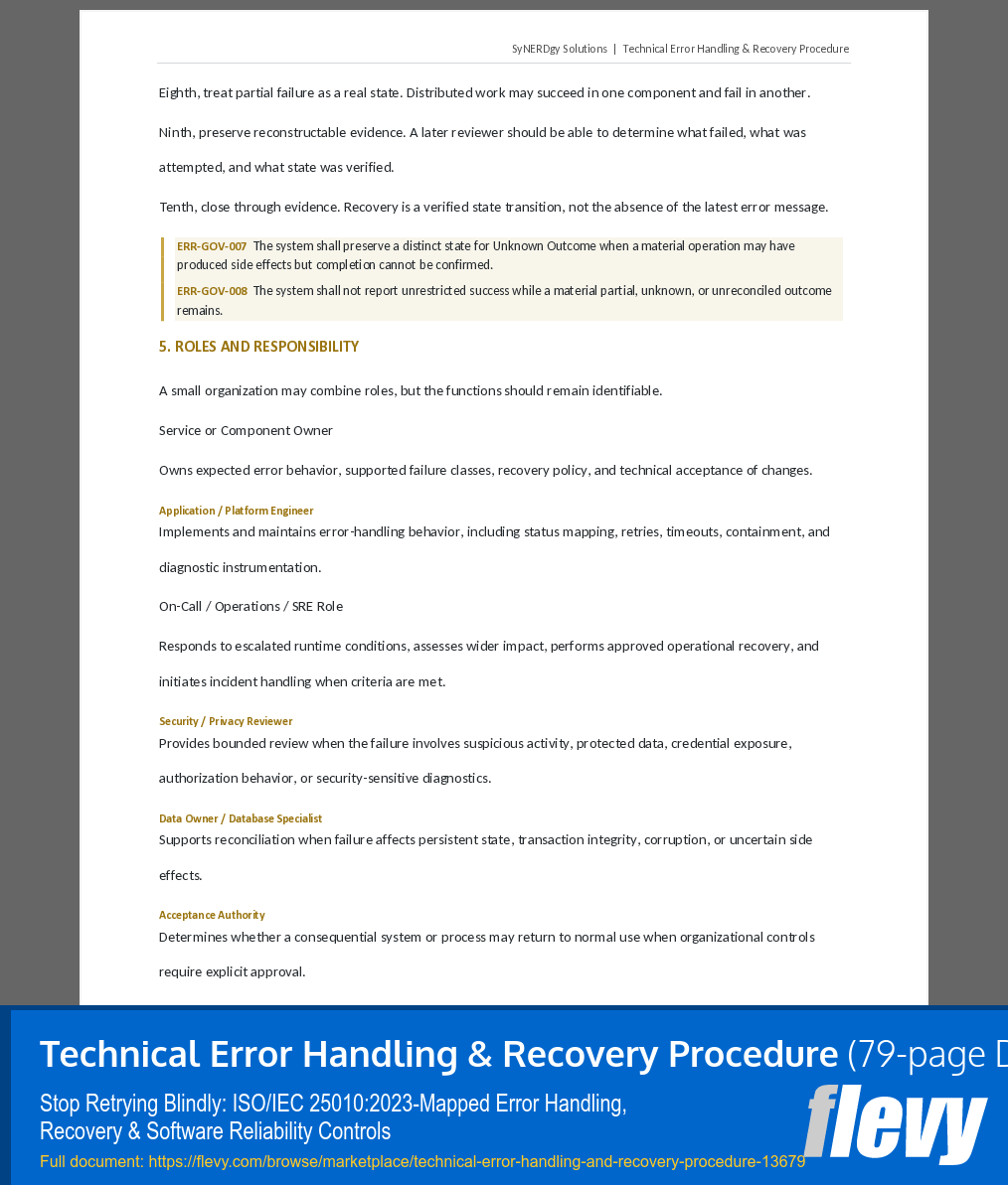 Technical Error Handling & Recovery Procedure (79-page Word document) Preview Image