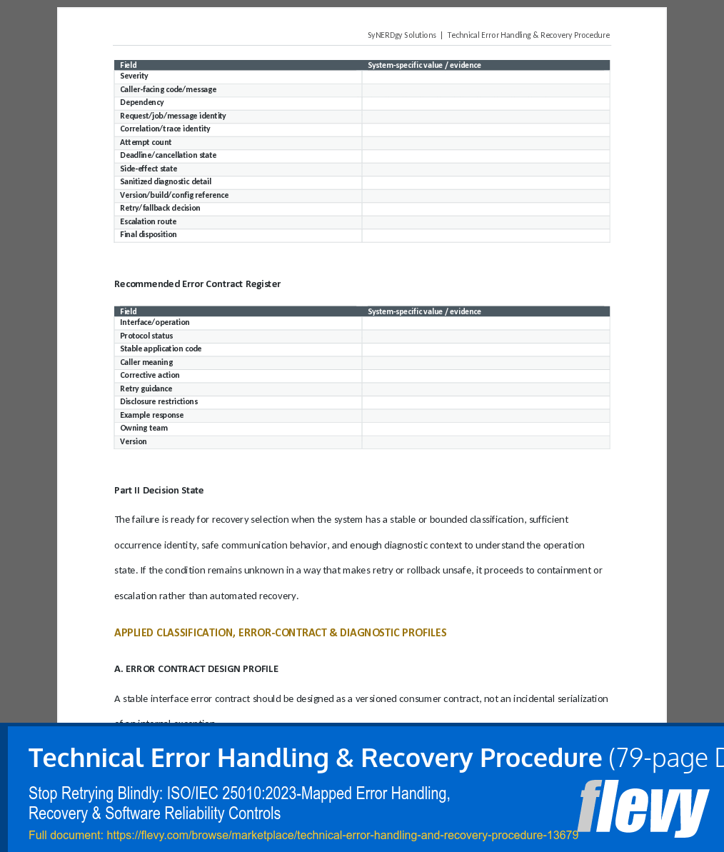 Technical Error Handling & Recovery Procedure (79-page Word document) Preview Image