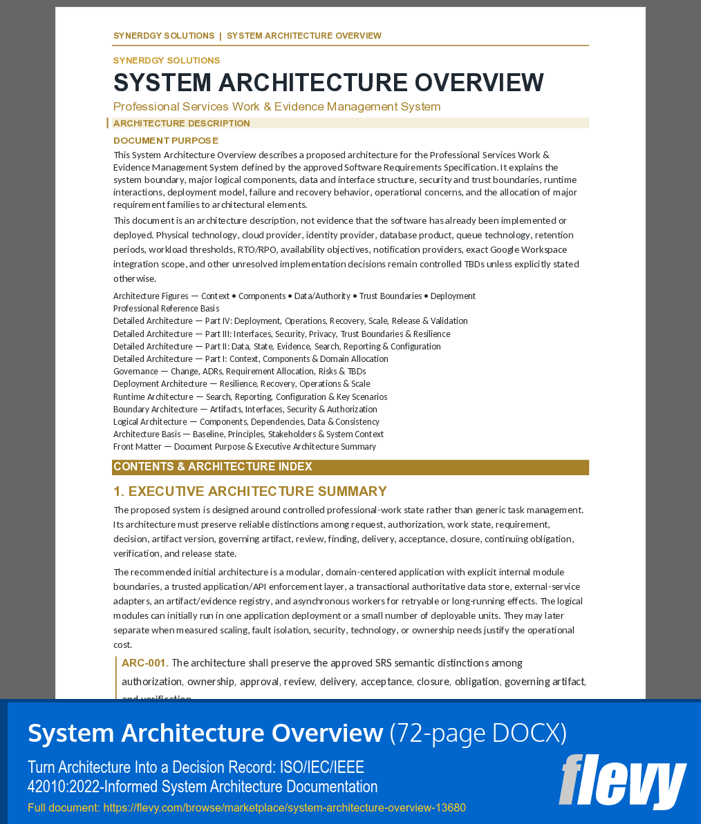 System Architecture Overview (72-page Word document) Preview Image