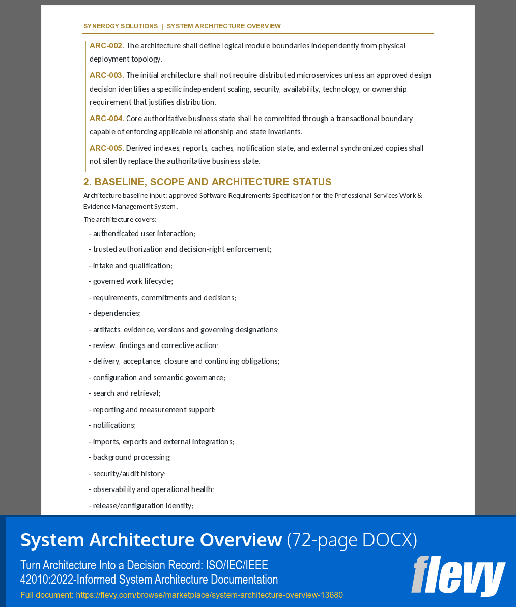 System Architecture Overview (72-page Word document) Preview Image