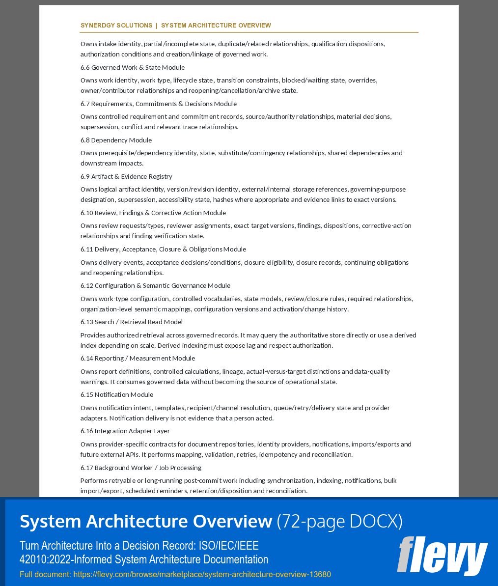 System Architecture Overview (72-page Word document) Preview Image