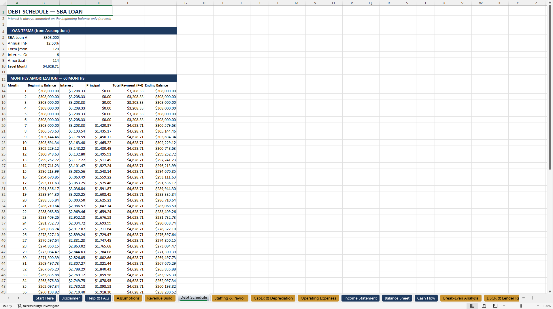 Medical Spa Financial Model Excel Template (Excel template (XLSX)) Preview Image