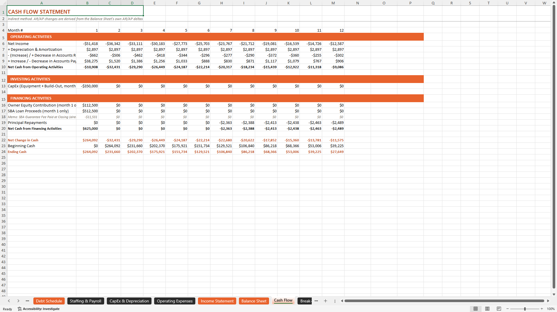 Gym Financial Model (Excel template (XLSX)) Preview Image