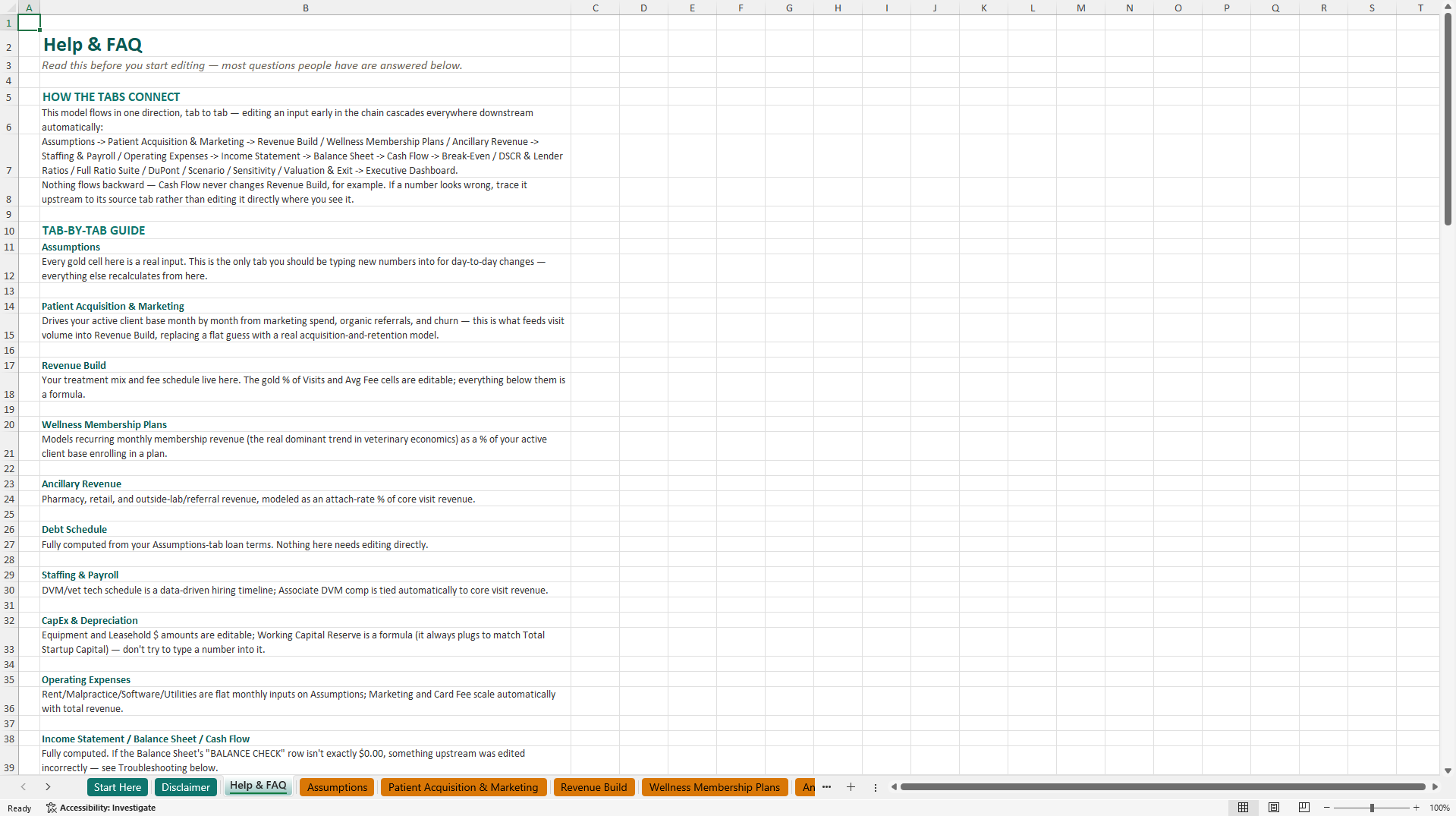 Veterinary Clinic Financial Model (Excel template (XLSX)) Preview Image