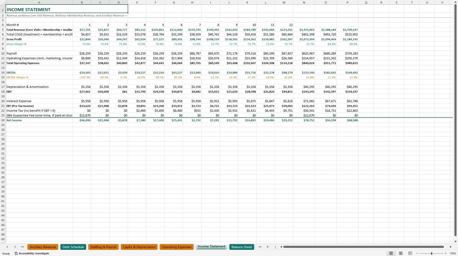 Veterinary Clinic Financial Model (Excel template (XLSX)) Preview Image