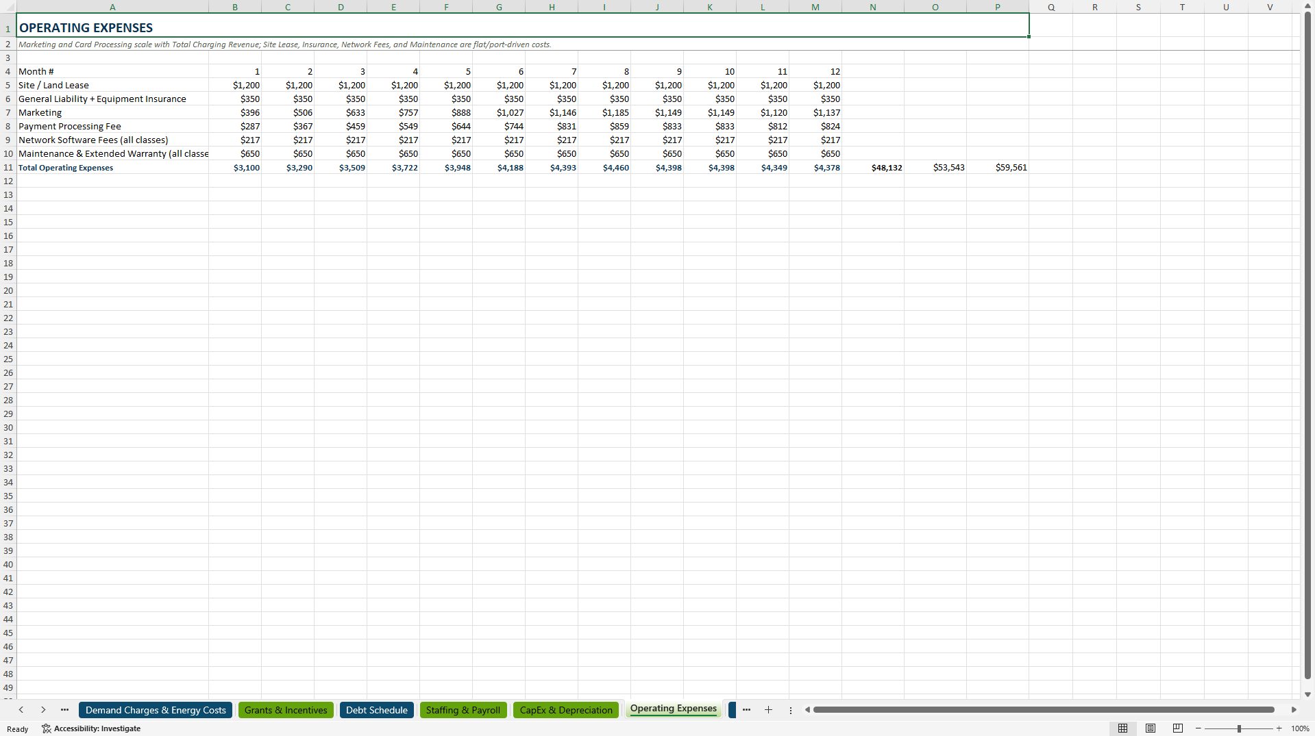 EV Charging Station Financial Model (Excel template (XLSX)) Preview Image