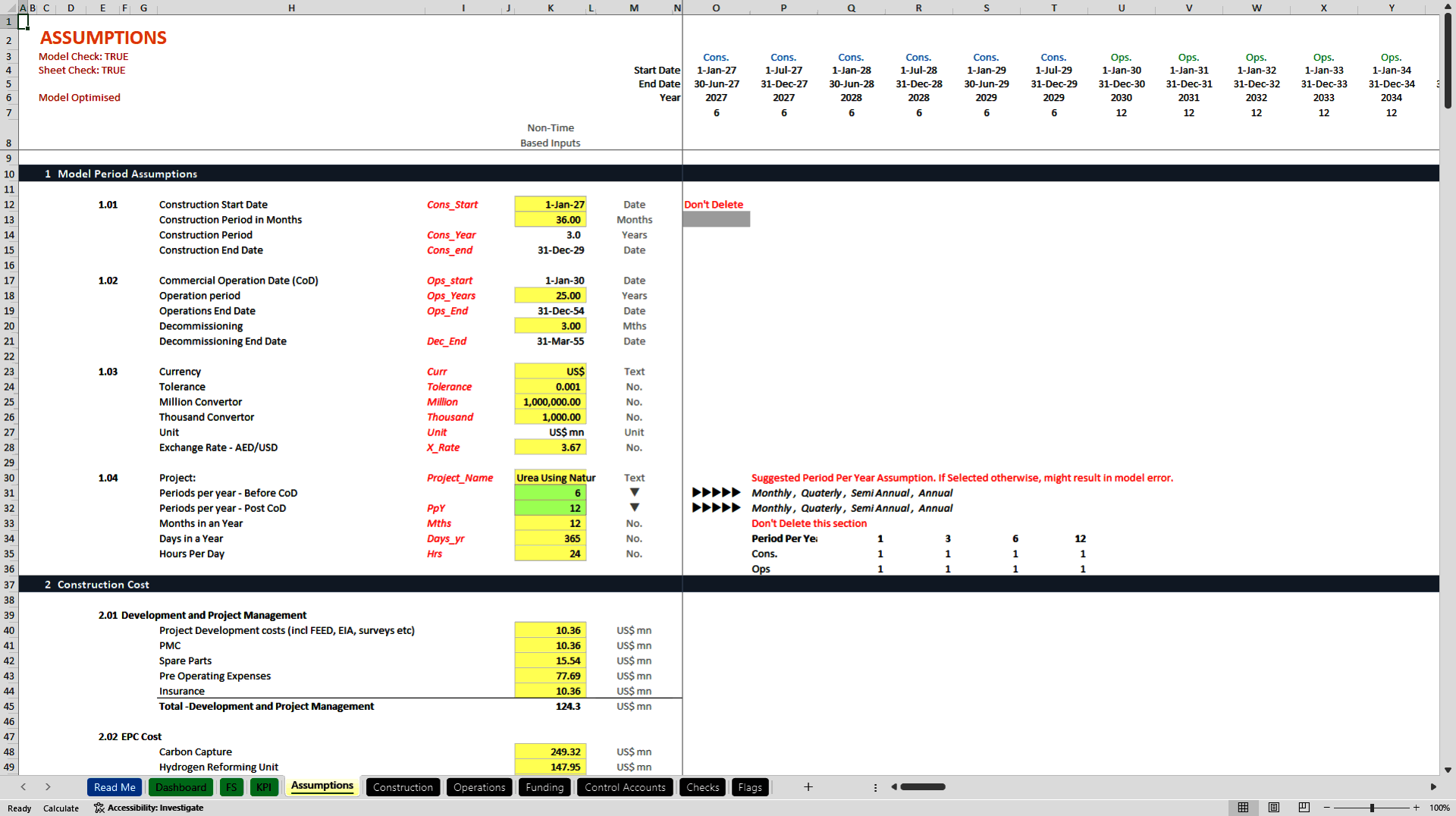 Urea Plant Financial Model | Natural Gas to Urea Excel (Excel template (XLSB)) Preview Image
