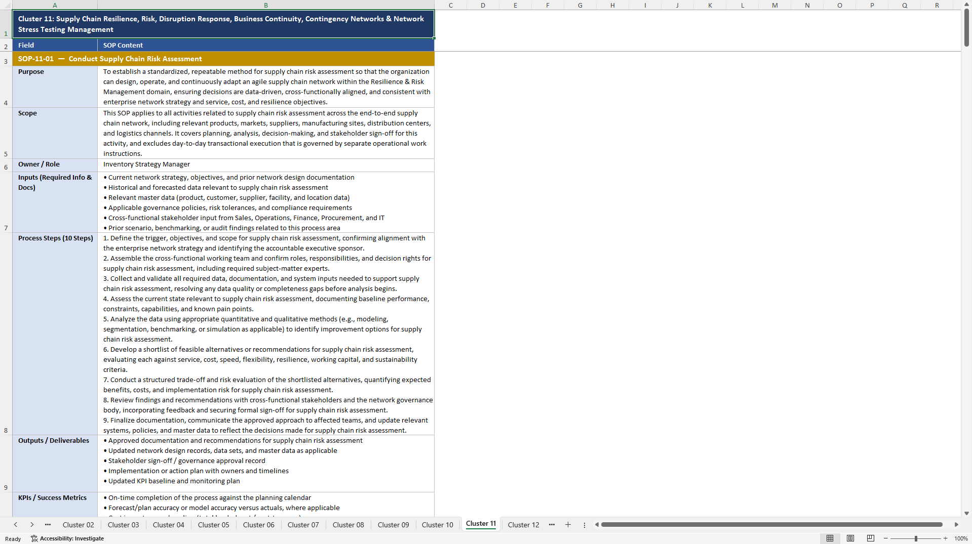 100+ Agile Supply Chain Network Design SOPs (Excel template (XLSX)) Preview Image