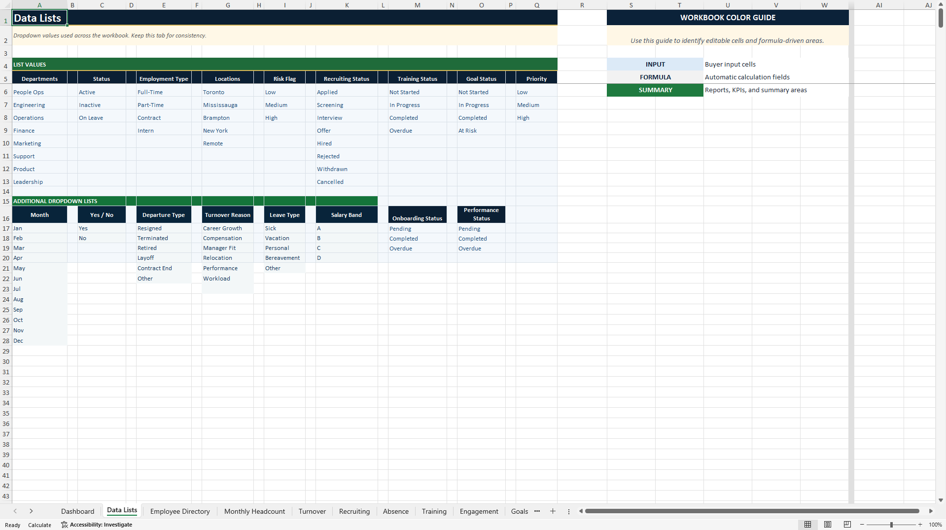 HR & People Operations Dashboard (Excel template (XLSX)) Preview Image