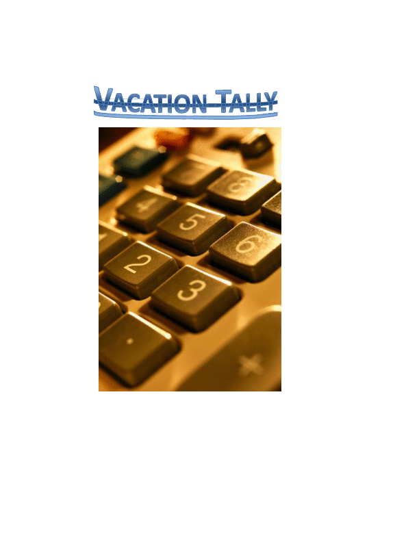 This is a partial preview of Vacation Tally (Excel workbook (XLS)). 