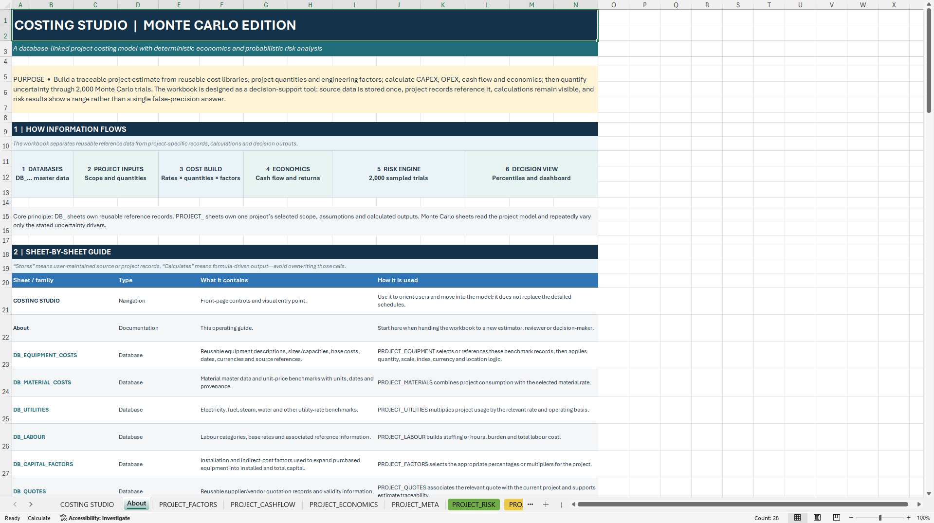 Monte Carlo Costing Studio (Excel template (XLSX)) Preview Image