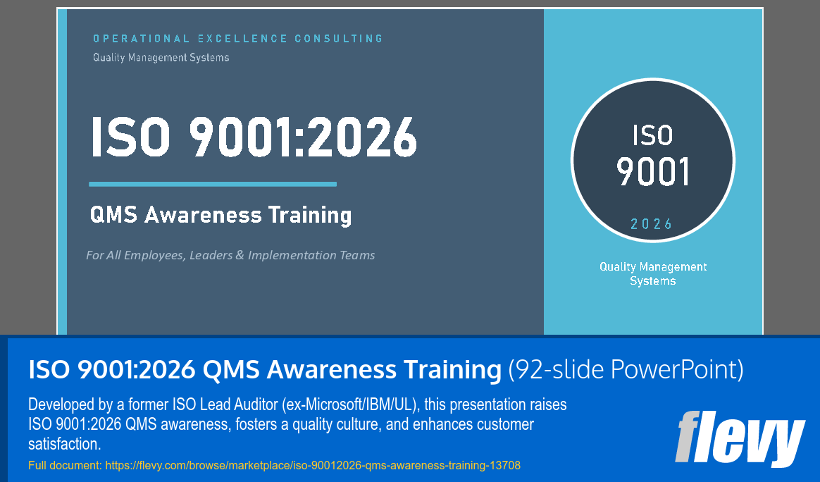 ISO 9001:2026 QMS Awareness Training (92-slide PPT PowerPoint presentation template (PPTX)) Preview Image