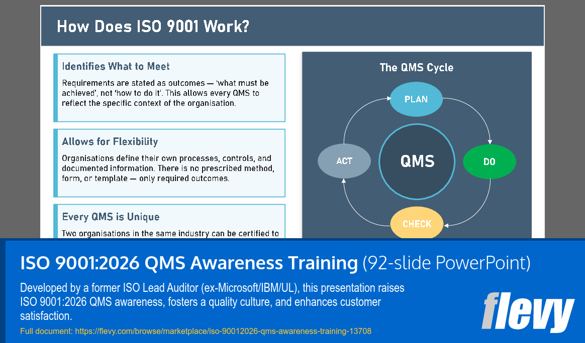 ISO 9001:2026 QMS Awareness Training (92-slide PPT PowerPoint presentation template (PPTX)) Preview Image