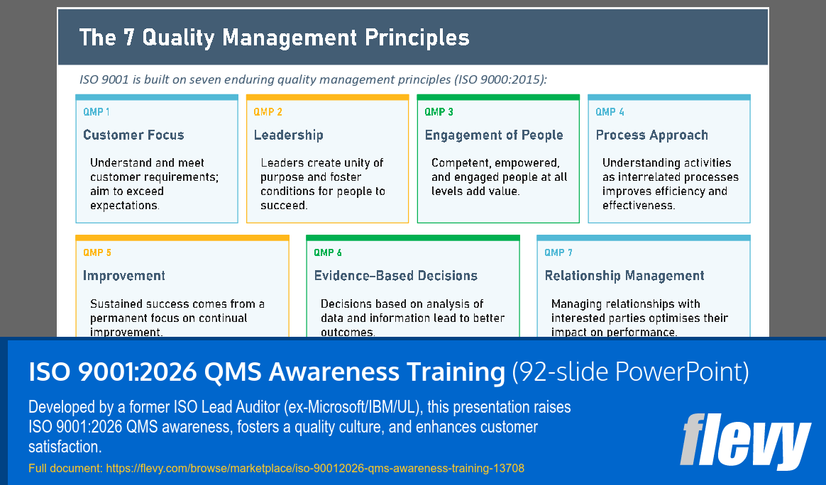 ISO 9001:2026 QMS Awareness Training (92-slide PPT PowerPoint presentation template (PPTX)) Preview Image