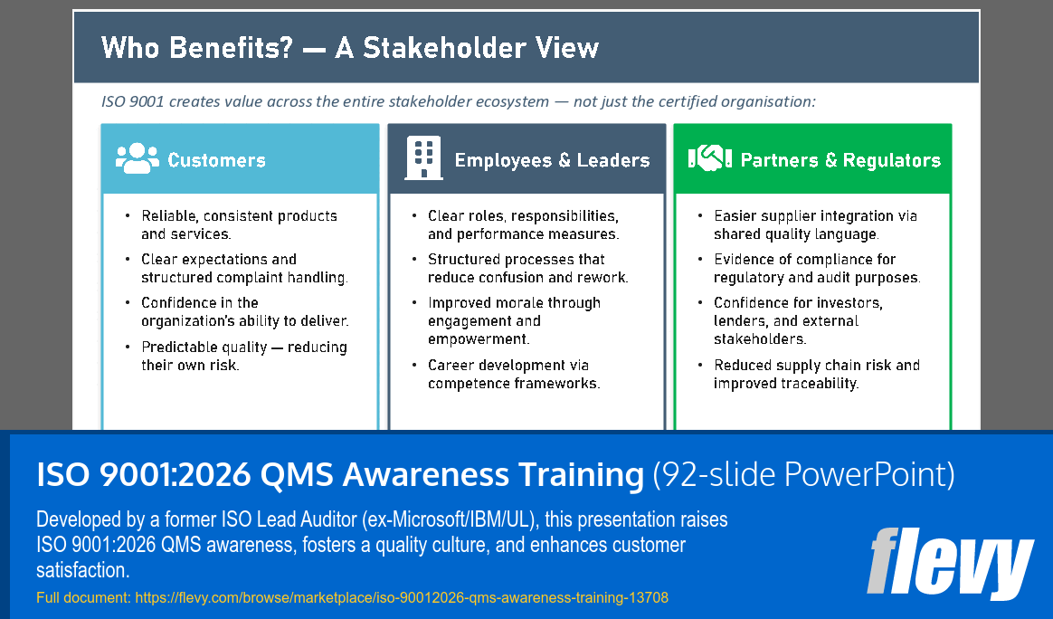 ISO 9001:2026 QMS Awareness Training (92-slide PPT PowerPoint presentation template (PPTX)) Preview Image