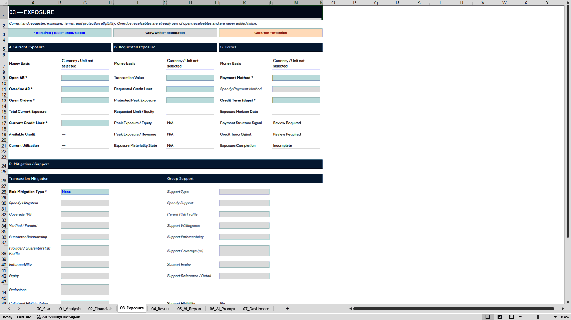 Corporate Credit Risk Analysis and Decision Model (Excel template (XLSX)) Preview Image
