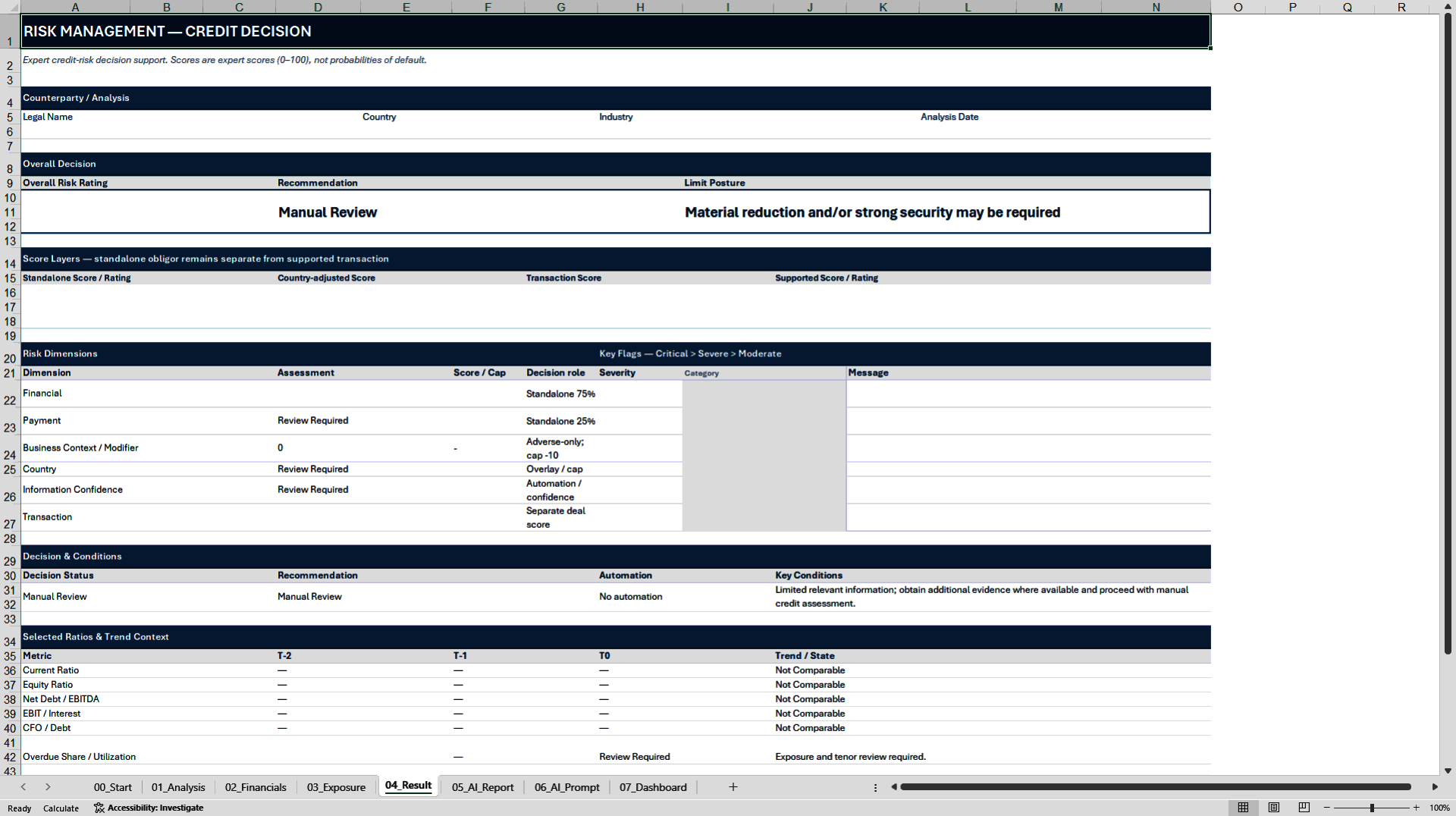 Corporate Credit Risk Analysis and Decision Model (Excel template (XLSX)) Preview Image